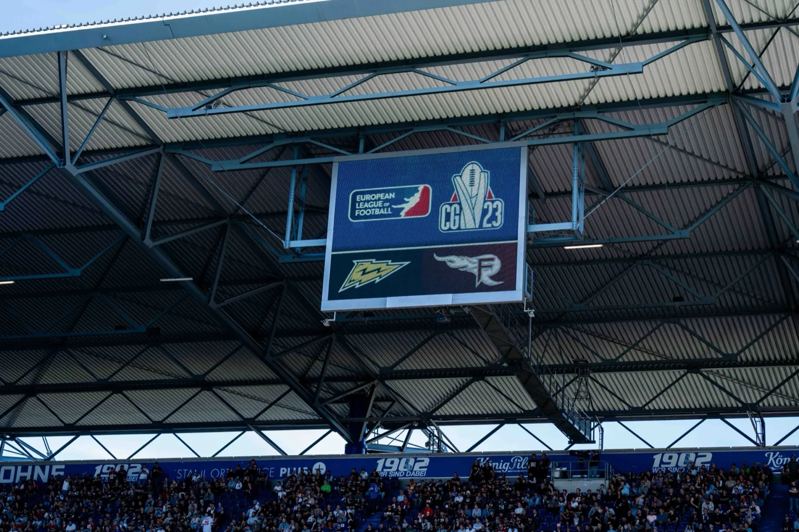 Stadium video board showing Championship Game 2023 graphics